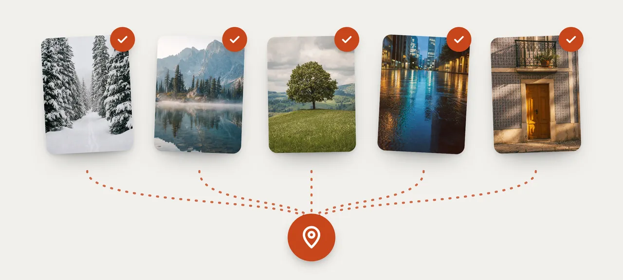Illustration: several selected photos getting the same location.
